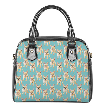 Watercolor French Bulldog Puppy Print Shoulder Handbag