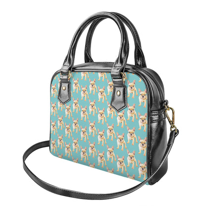 Watercolor French Bulldog Puppy Print Shoulder Handbag