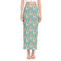 Watercolor French Bulldog Puppy Print Side Slit Maxi Skirt