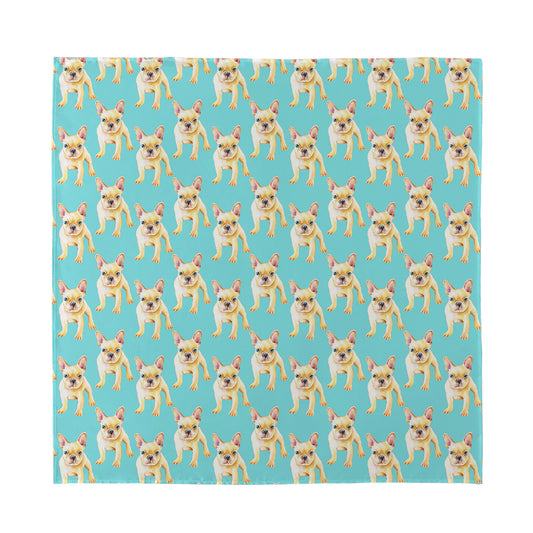 Watercolor French Bulldog Puppy Print Silk Bandana