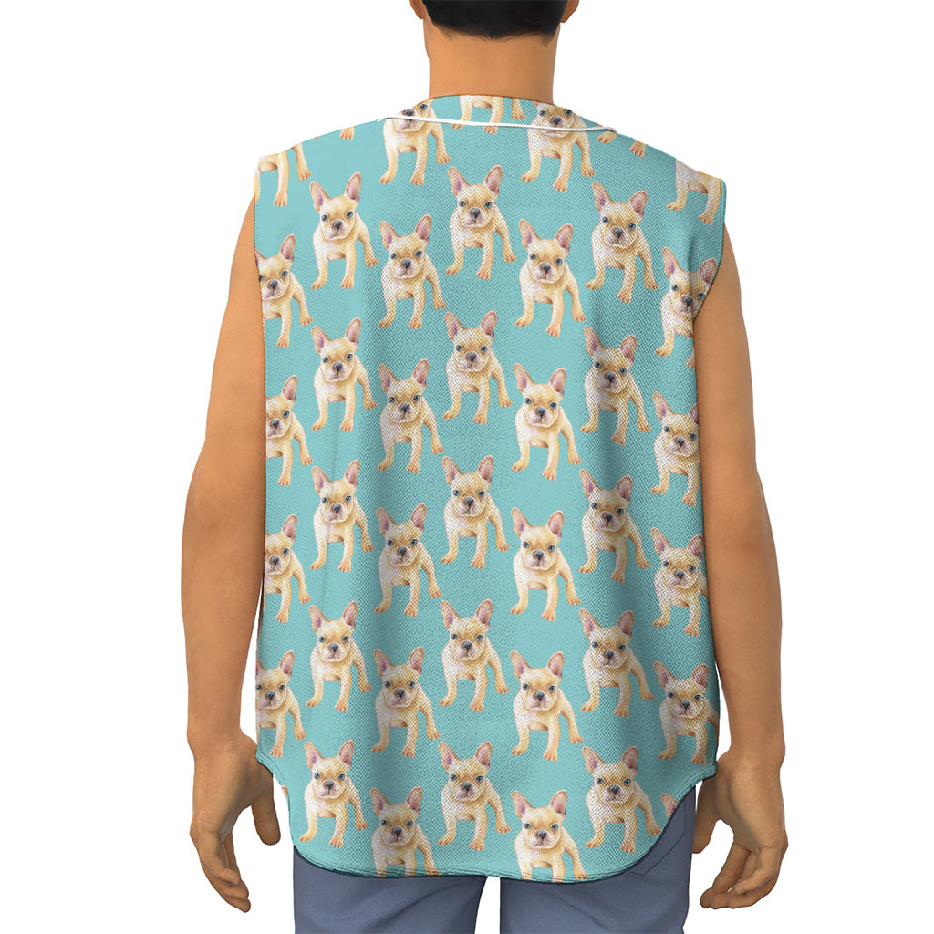 Watercolor French Bulldog Puppy Print Sleeveless Baseball Jersey