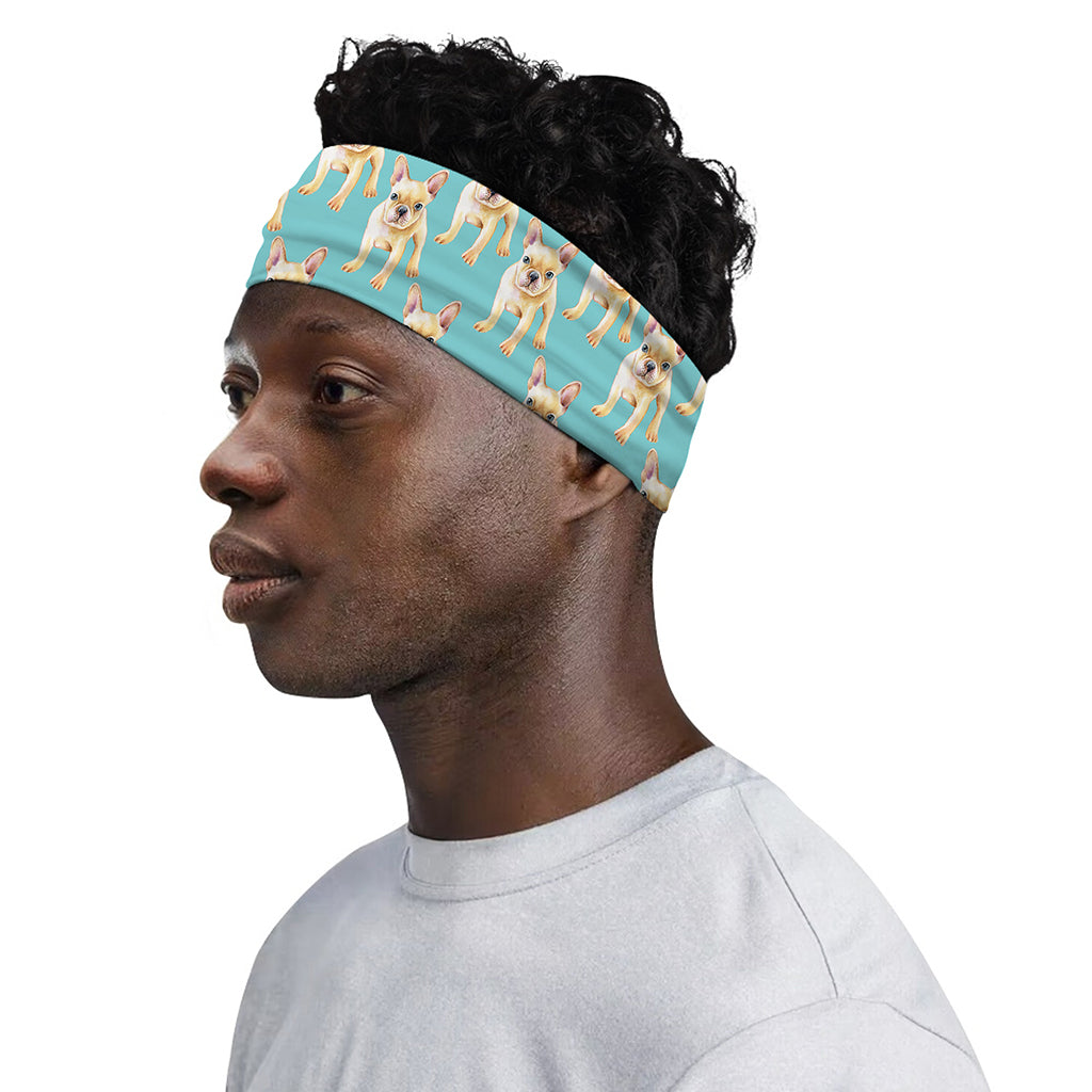 Watercolor French Bulldog Puppy Print Sports Headband
