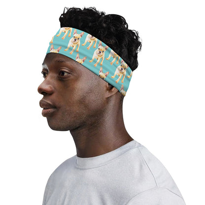 Watercolor French Bulldog Puppy Print Sports Headband