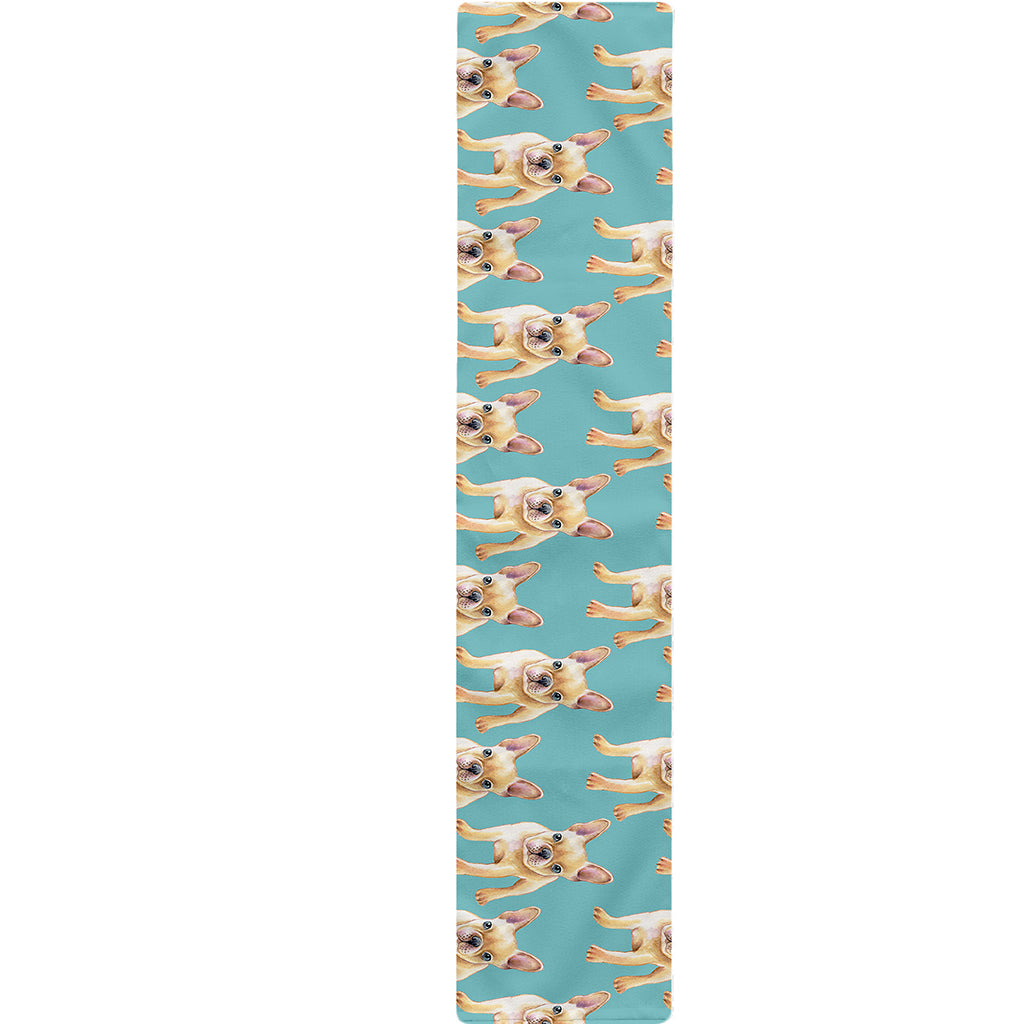 Watercolor French Bulldog Puppy Print Table Runner