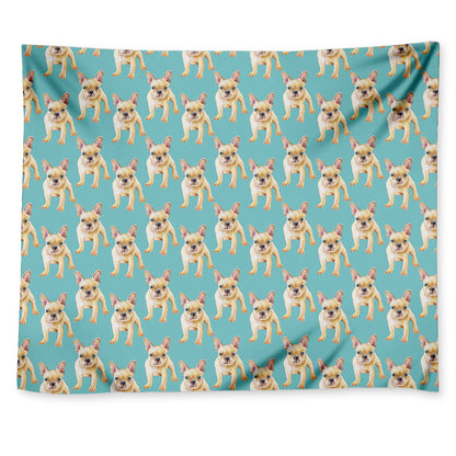 Watercolor French Bulldog Puppy Print Tapestry