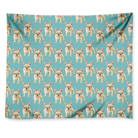 Watercolor French Bulldog Puppy Print Tapestry