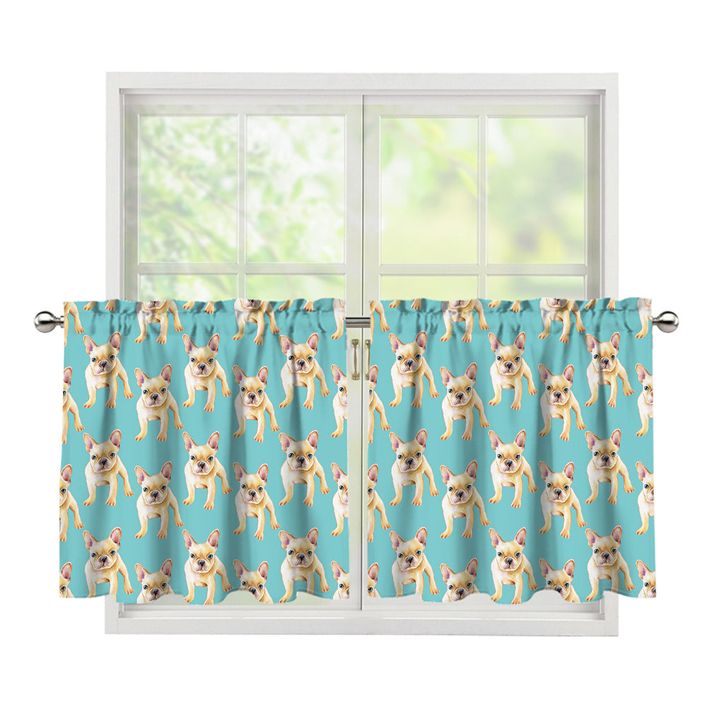 Watercolor French Bulldog Puppy Print Tier Curtains