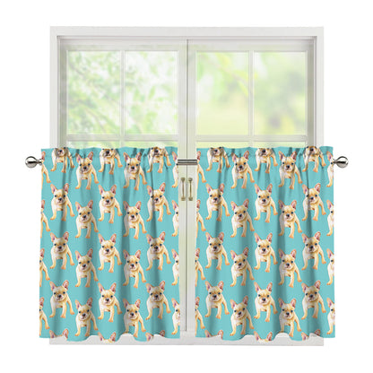 Watercolor French Bulldog Puppy Print Tier Curtains