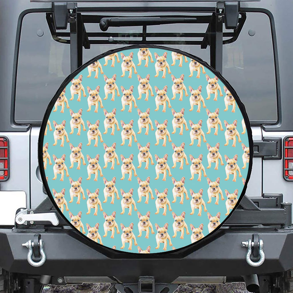 Watercolor French Bulldog Puppy Print Tire Cover