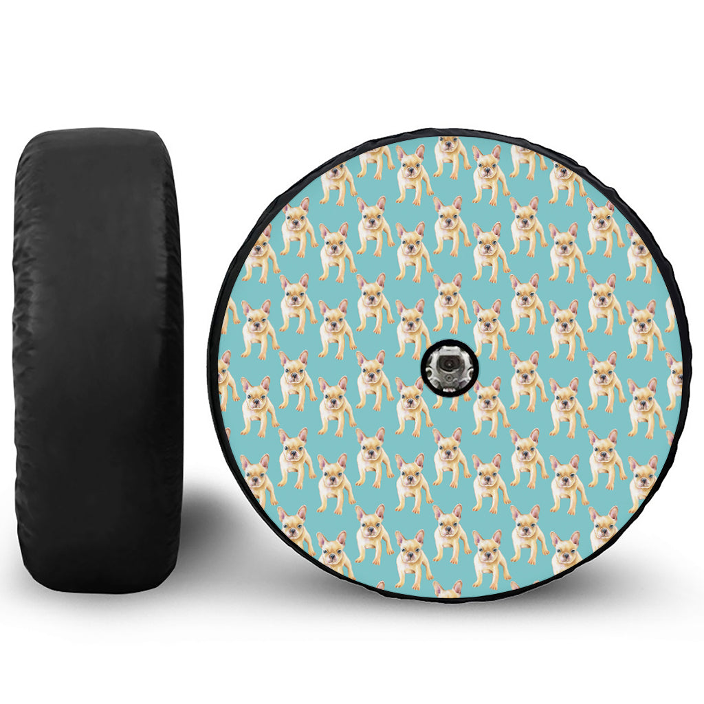 Watercolor French Bulldog Puppy Print Tire Cover With Camera Hole
