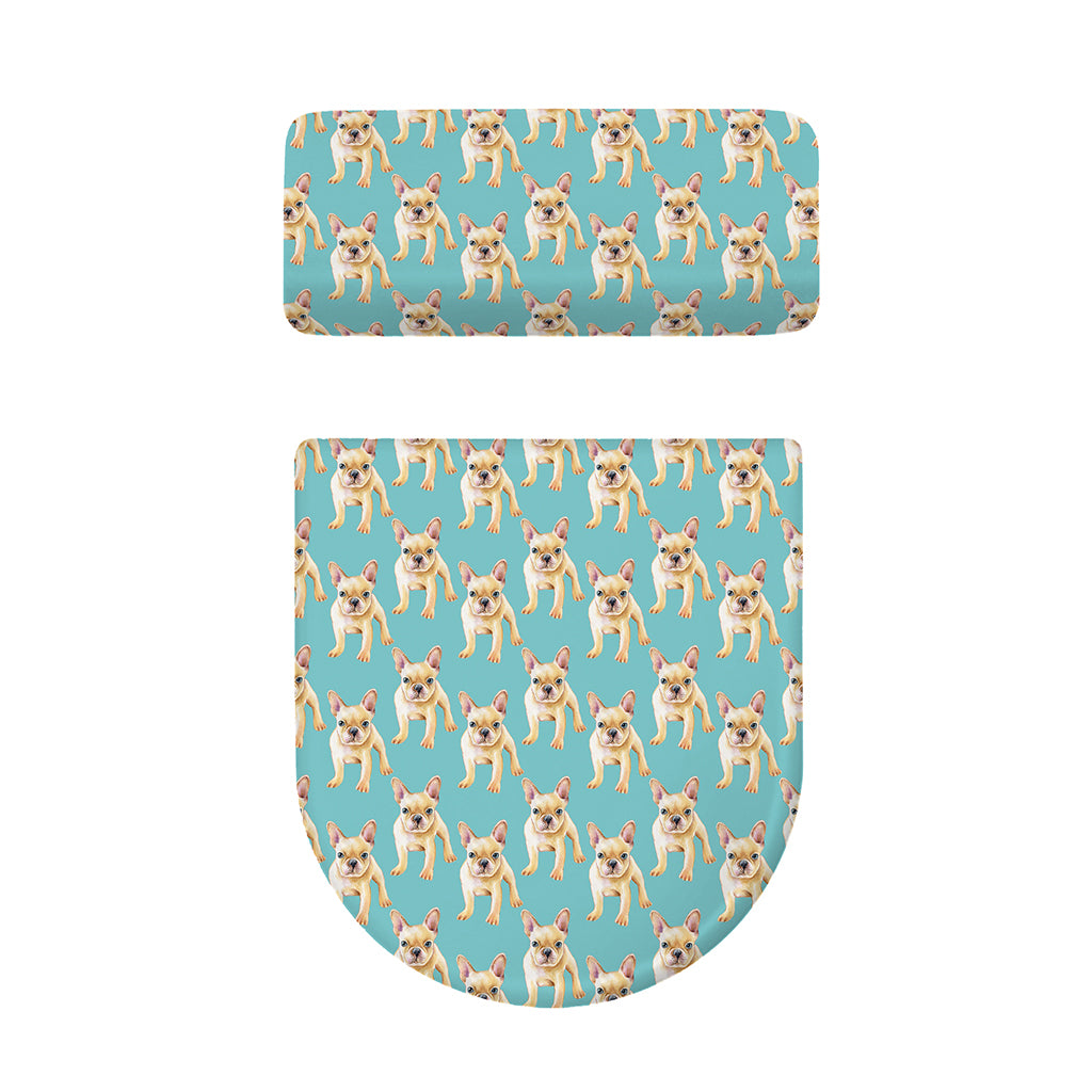Watercolor French Bulldog Puppy Print Toilet Lid And Tank Cover Set