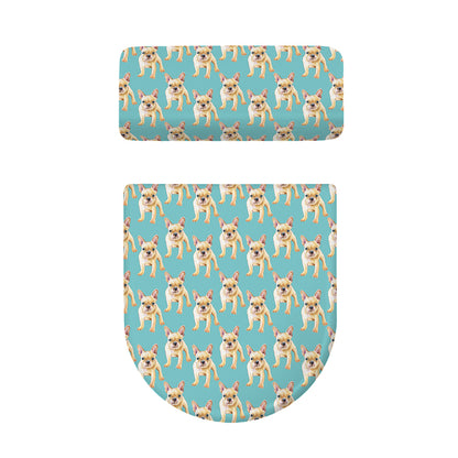Watercolor French Bulldog Puppy Print Toilet Lid And Tank Cover Set