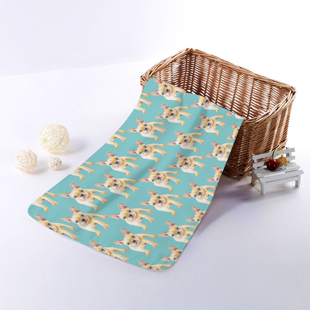 Watercolor French Bulldog Puppy Print Towel