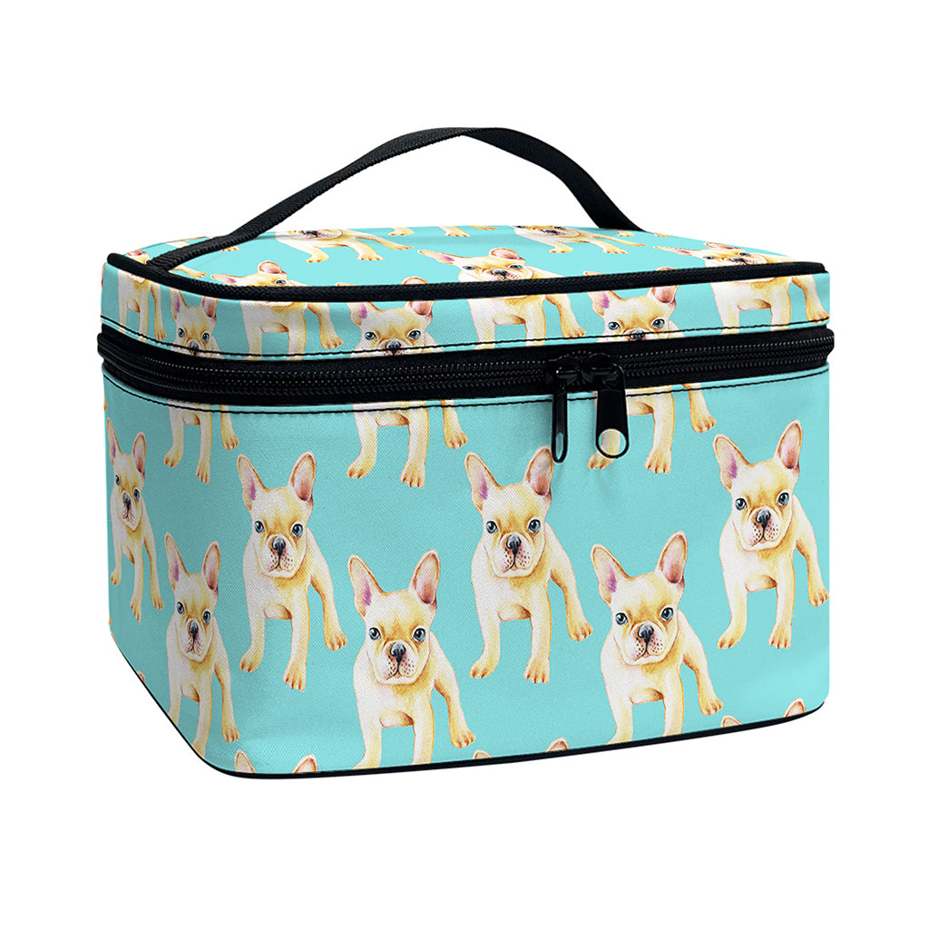 Watercolor French Bulldog Puppy Print Travel Makeup Bag