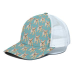 Watercolor French Bulldog Puppy Print White Mesh Trucker Cap