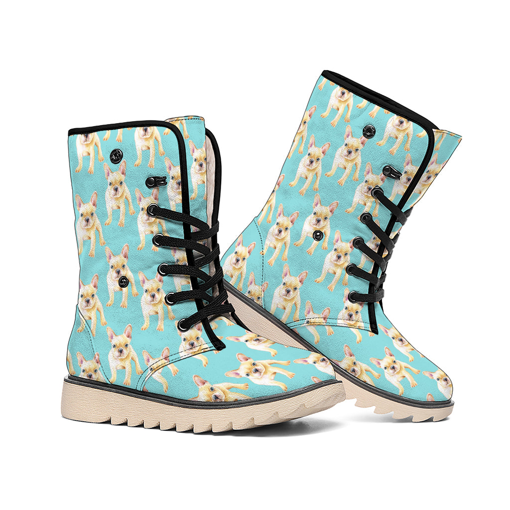 Watercolor French Bulldog Puppy Print Winter Boots
