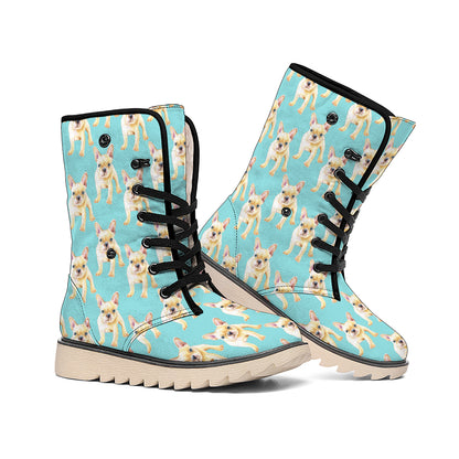 Watercolor French Bulldog Puppy Print Winter Boots