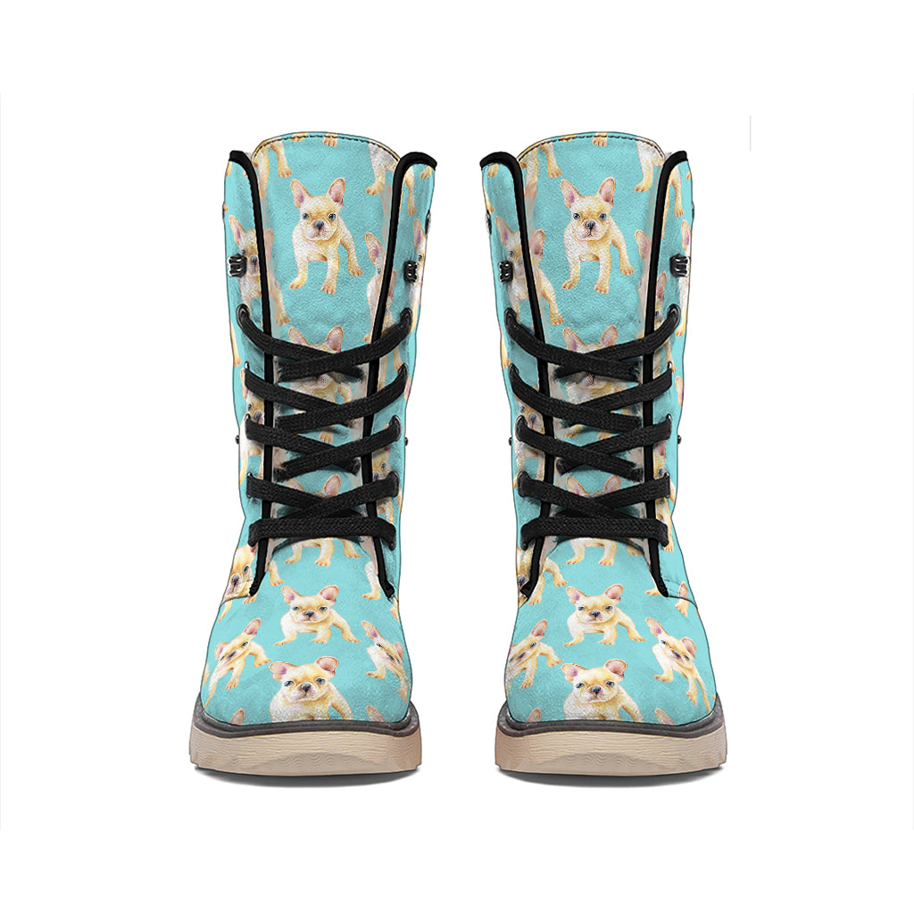 Watercolor French Bulldog Puppy Print Winter Boots