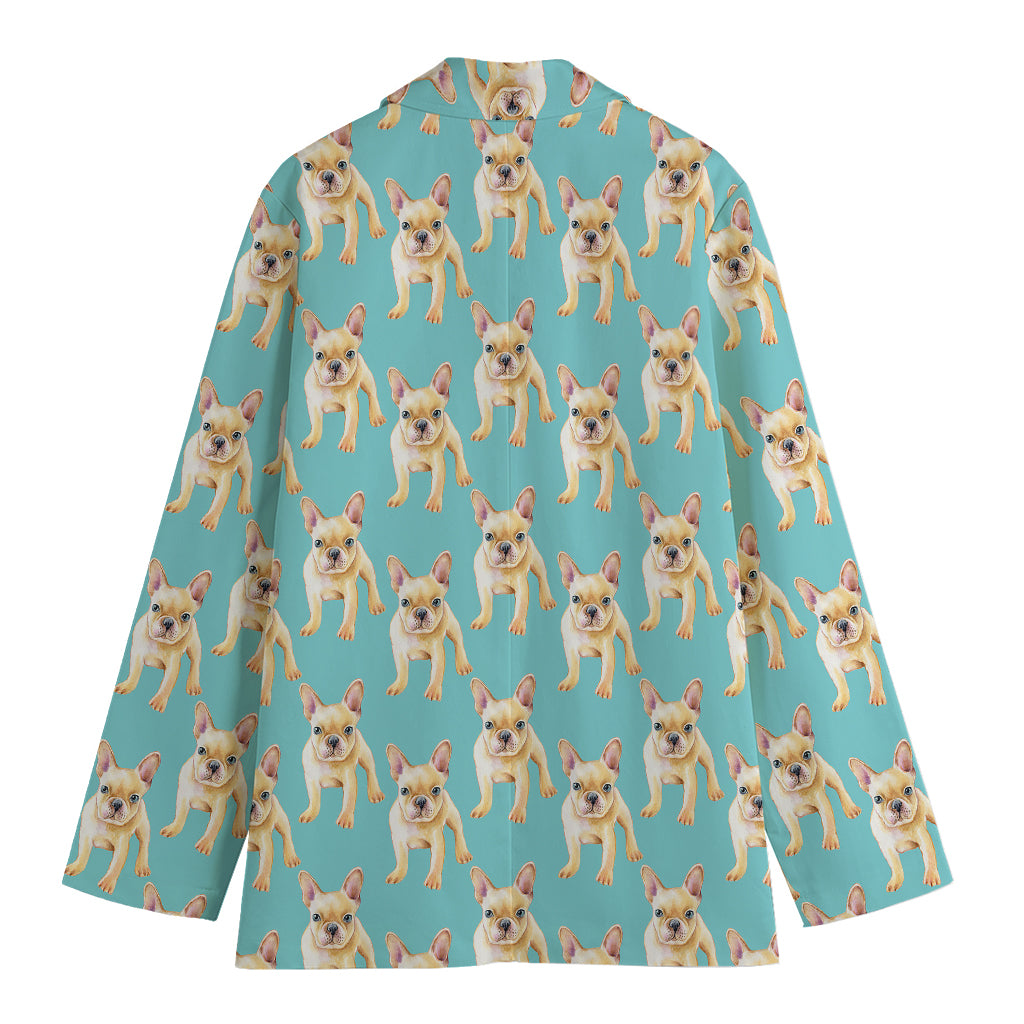 Watercolor French Bulldog Puppy Print Women's Blazer