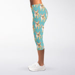 Watercolor French Bulldog Puppy Print Women's Capri Leggings