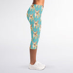 Watercolor French Bulldog Puppy Print Women's Capri Leggings
