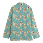 Watercolor French Bulldog Puppy Print Women's Cotton Blazer
