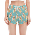 Watercolor French Bulldog Puppy Print Women's Split Running Shorts