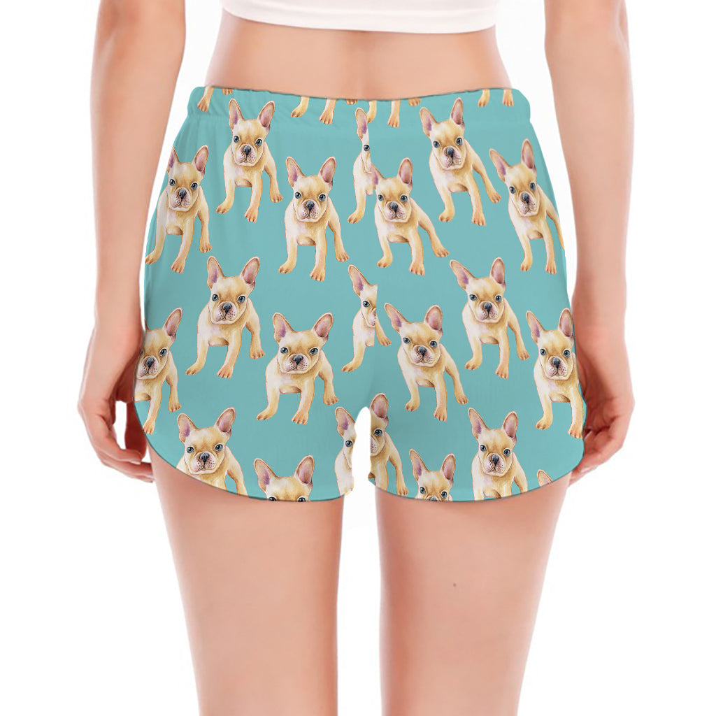 Watercolor French Bulldog Puppy Print Women's Split Running Shorts