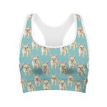 Watercolor French Bulldog Puppy Print Women's Sports Bra