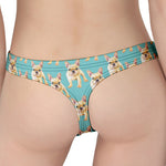 Watercolor French Bulldog Puppy Print Women's Thong