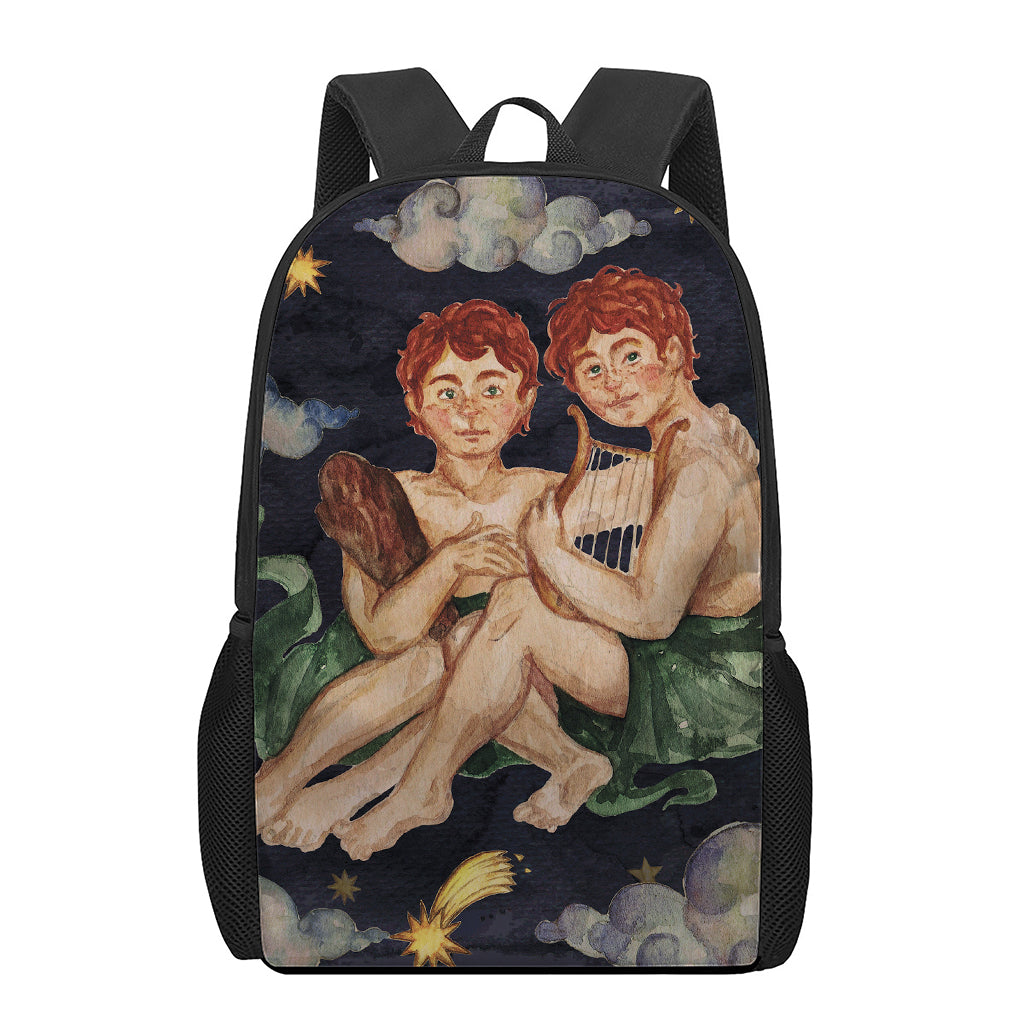 Watercolor Gemini Zodiac Sign Print 17 Inch Backpack