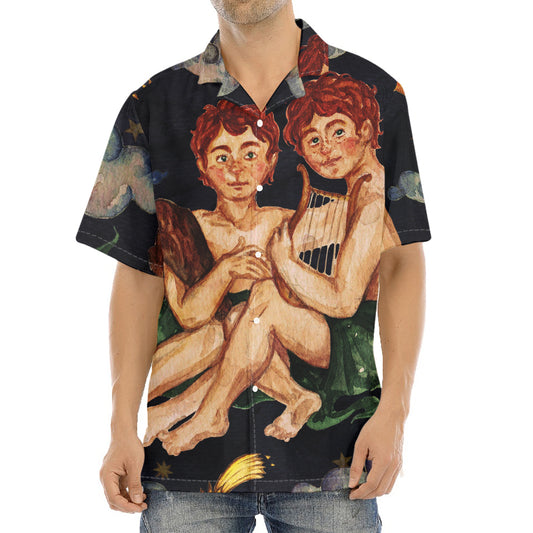 Watercolor Gemini Zodiac Sign Print Aloha Shirt