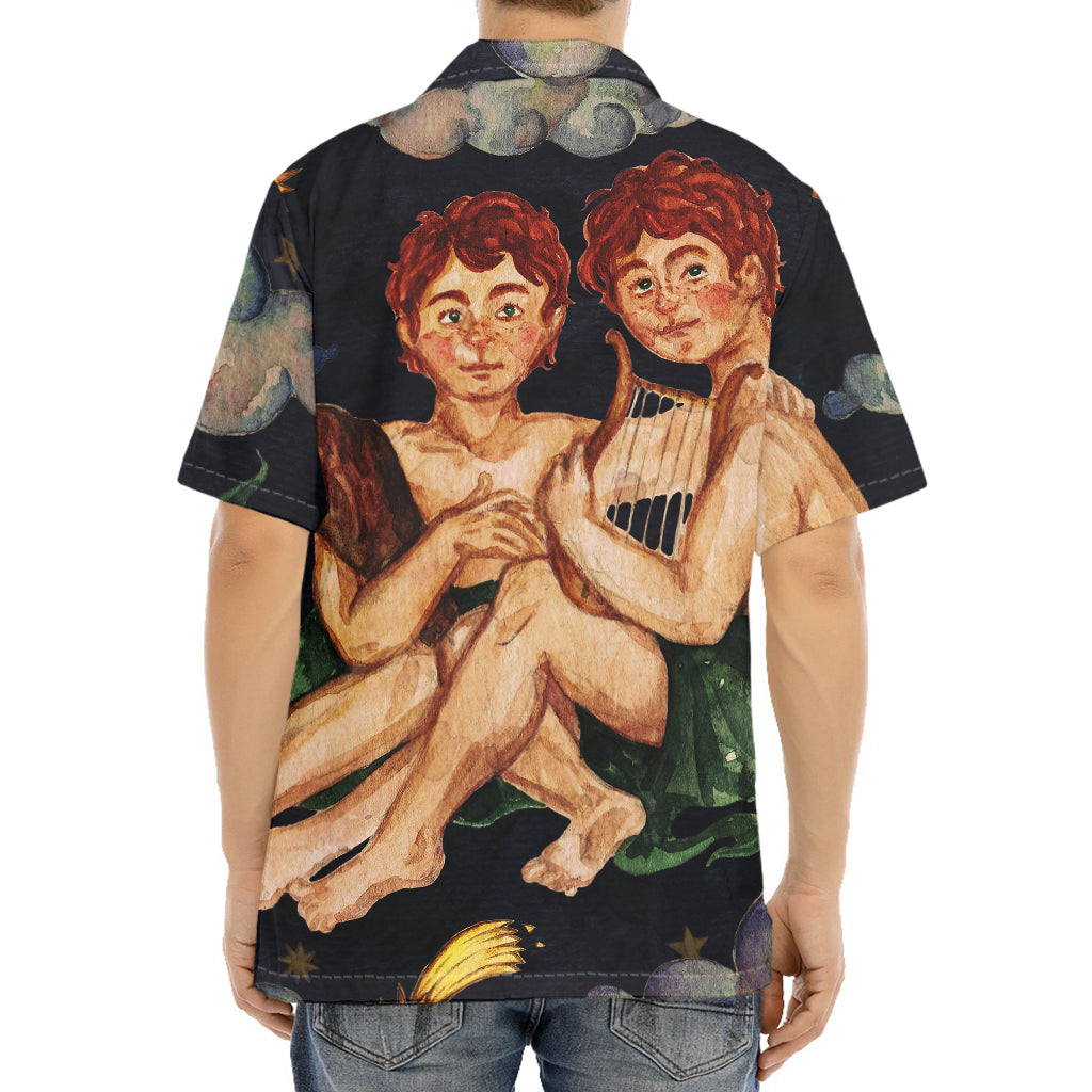 Watercolor Gemini Zodiac Sign Print Aloha Shirt