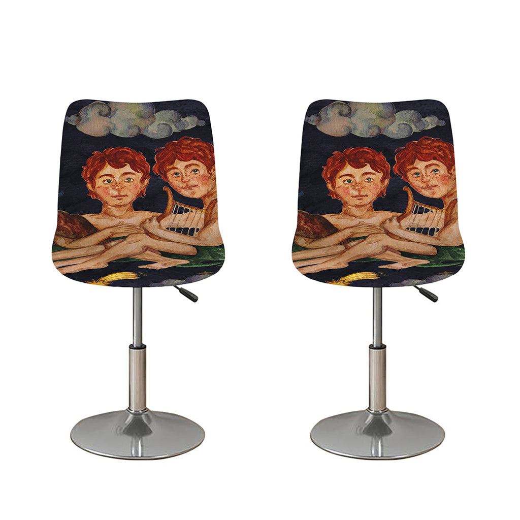 Watercolor Gemini Zodiac Sign Print Bar Stool Covers