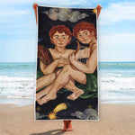 Watercolor Gemini Zodiac Sign Print Beach Towel