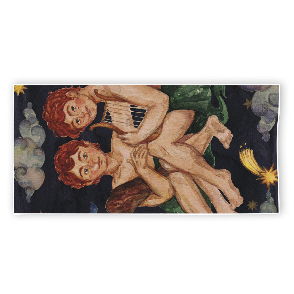 Watercolor Gemini Zodiac Sign Print Beach Towel
