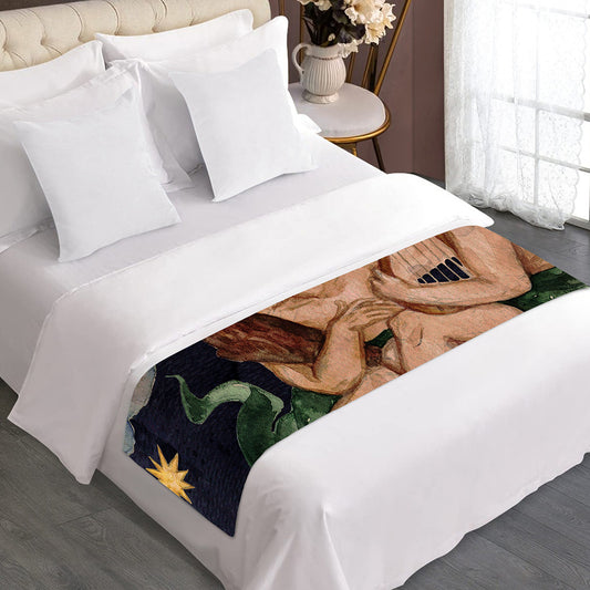 Watercolor Gemini Zodiac Sign Print Bed Runner