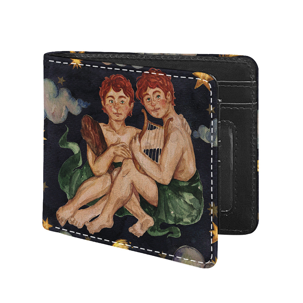 Watercolor Gemini Zodiac Sign Print Bifold Wallet