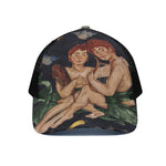 Watercolor Gemini Zodiac Sign Print Black Mesh Trucker Cap