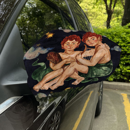 Watercolor Gemini Zodiac Sign Print Car Side Mirror Covers