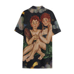 Watercolor Gemini Zodiac Sign Print Cotton Hawaiian Shirt