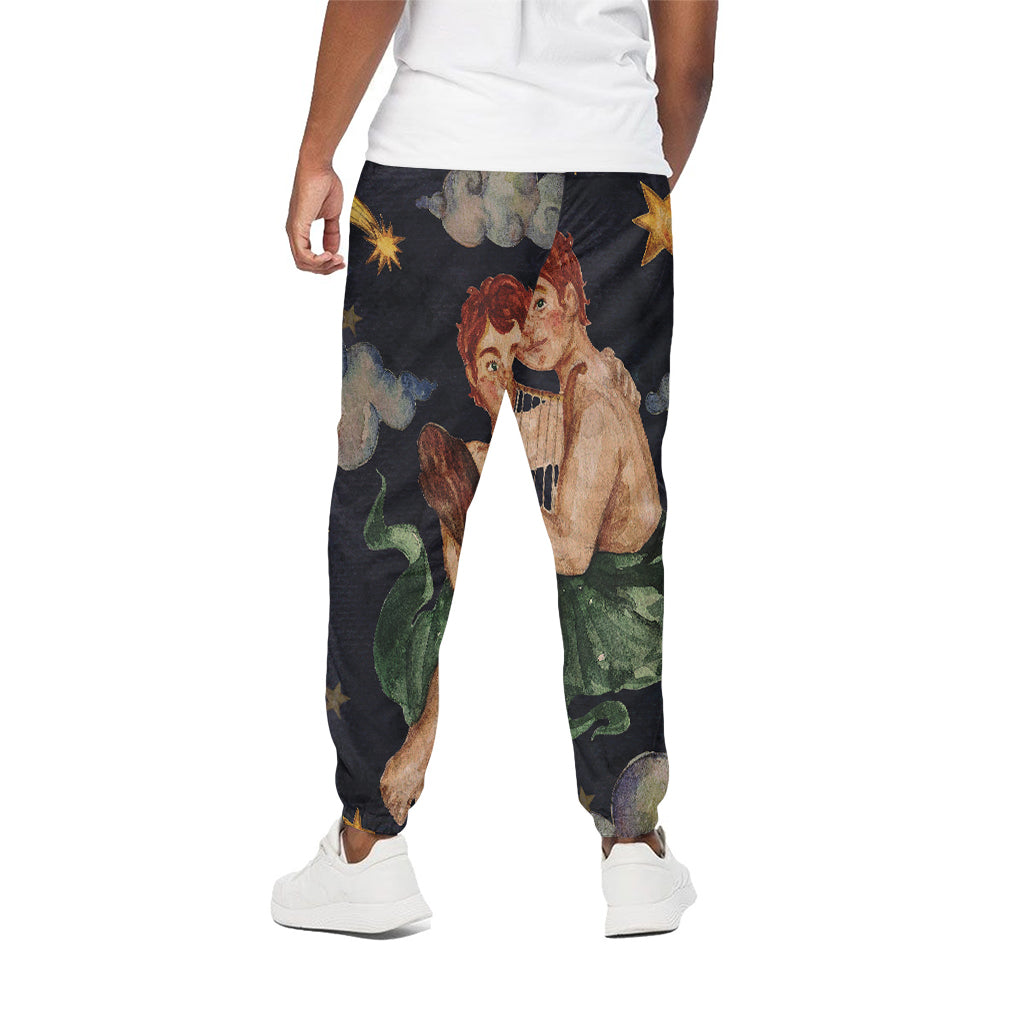Watercolor Gemini Zodiac Sign Print Cotton Pants