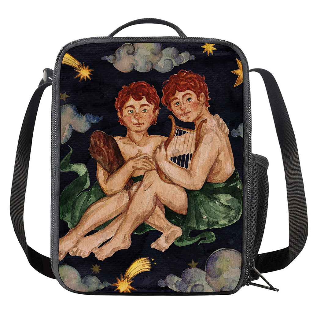 Watercolor Gemini Zodiac Sign Print Crossbody Lunch Bag