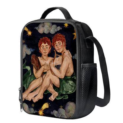 Watercolor Gemini Zodiac Sign Print Crossbody Lunch Bag