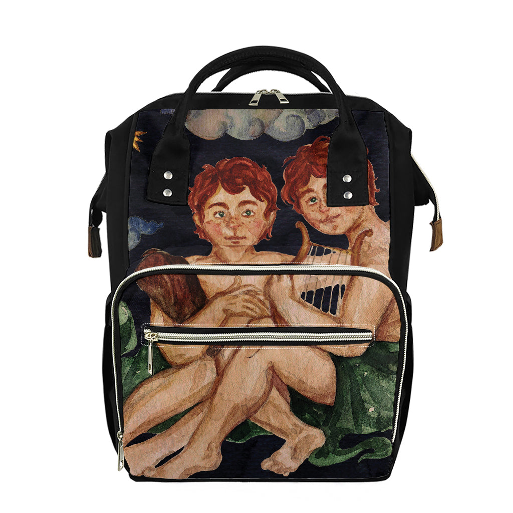 Watercolor Gemini Zodiac Sign Print Diaper Bag