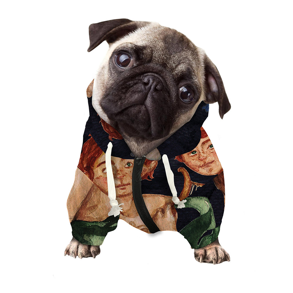 Watercolor Gemini Zodiac Sign Print Dog Zip Up Hoodie