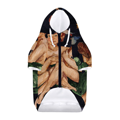 Watercolor Gemini Zodiac Sign Print Dog Zip Up Hoodie