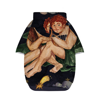 Watercolor Gemini Zodiac Sign Print Dog Zip Up Hoodie