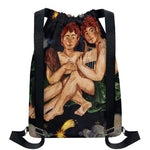 Watercolor Gemini Zodiac Sign Print Drawstring Backpack