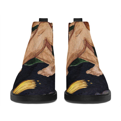 Watercolor Gemini Zodiac Sign Print Flat Ankle Boots